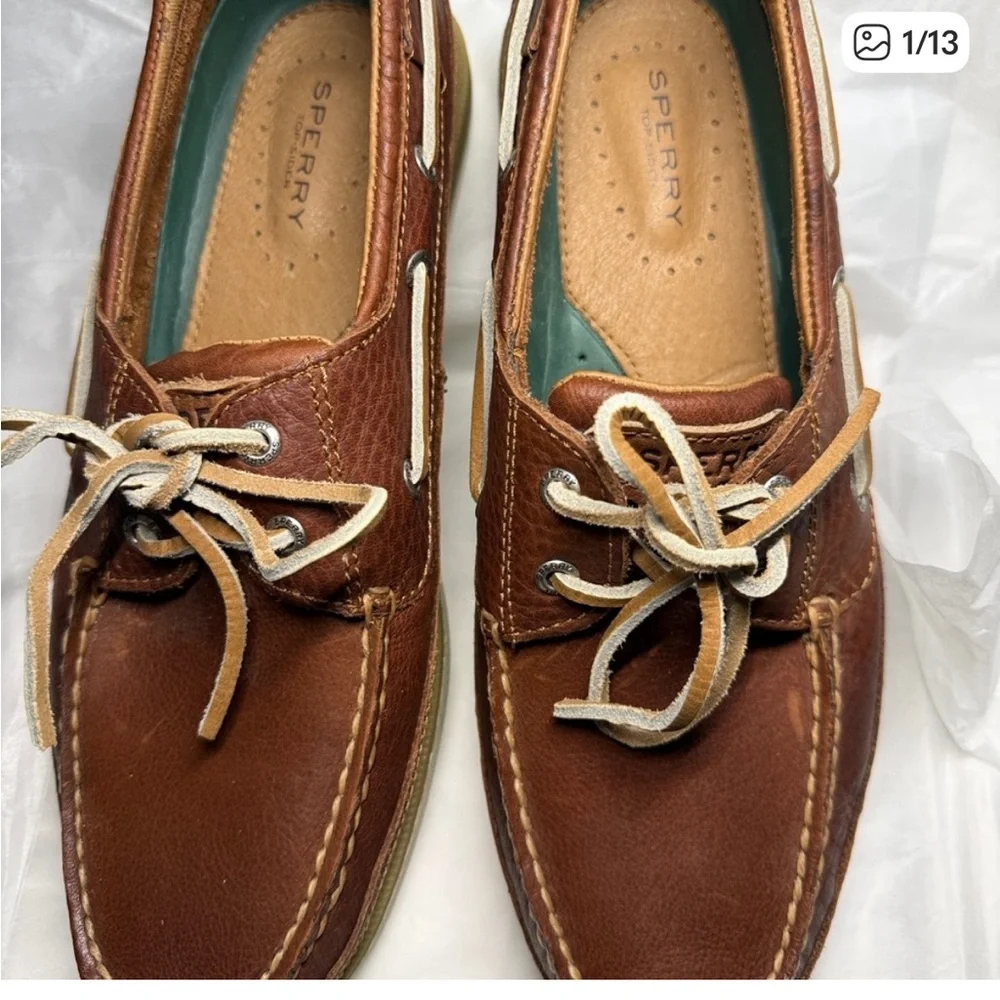 - Sperry Men’s shoes in brown leather boat style vintage